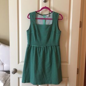 Navy & Green Striped Dress